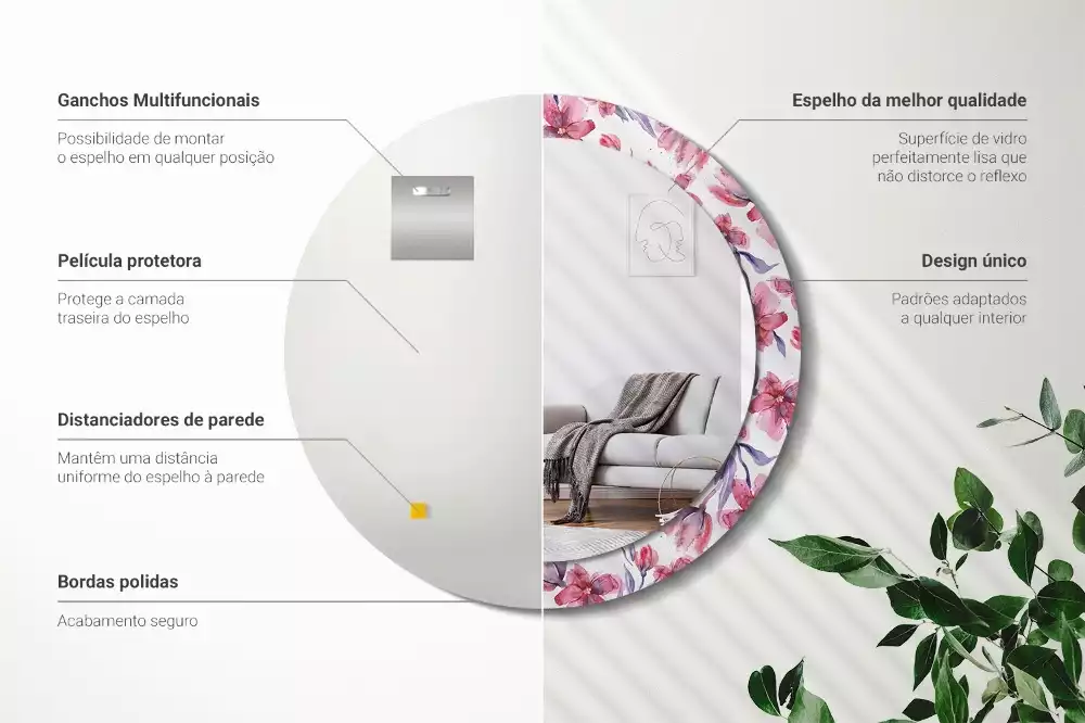 Kerek dísztükör Akvarell virágok