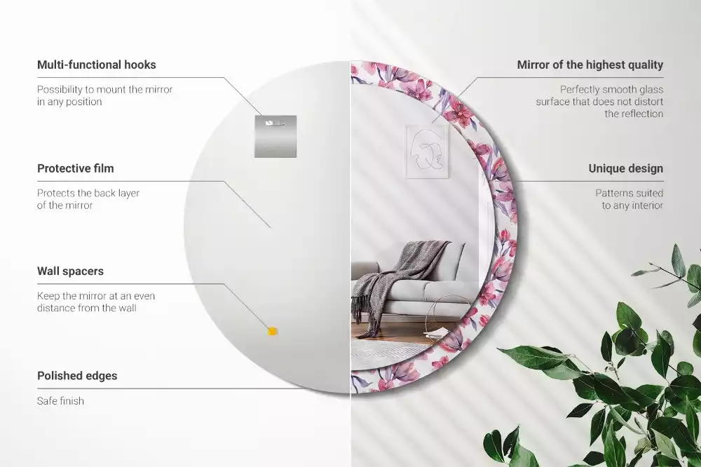 Kerek dísztükör Akvarell virágok