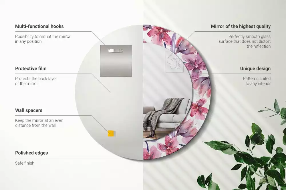 Kerek dísztükör Akvarell virágok