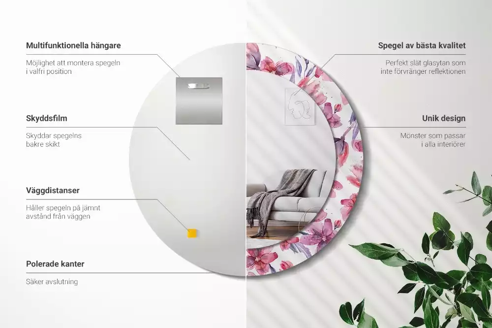 Kerek dísztükör Akvarell virágok