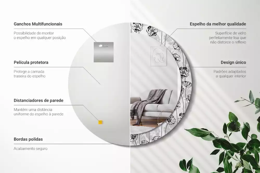 Kerek dísztükör Mák virágok