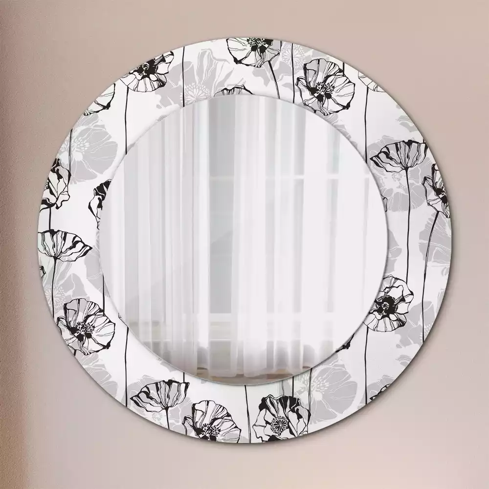 Kerek dísztükör Mák virágok