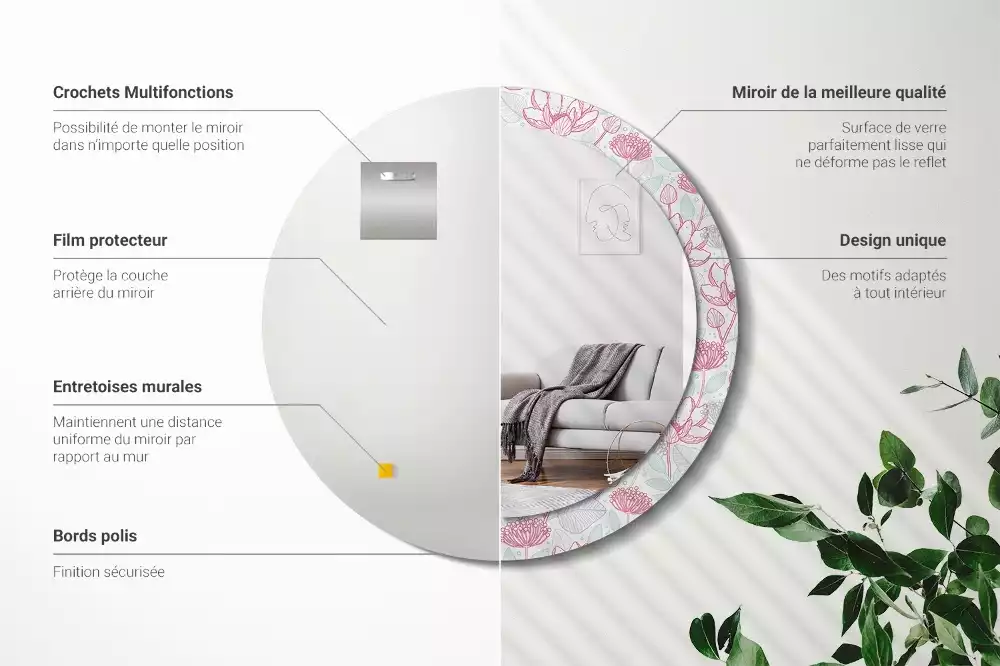 Kerek dísztükör Virágok