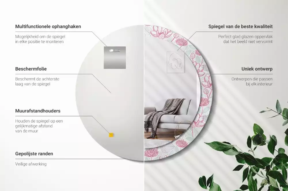 Kerek dísztükör Virágok