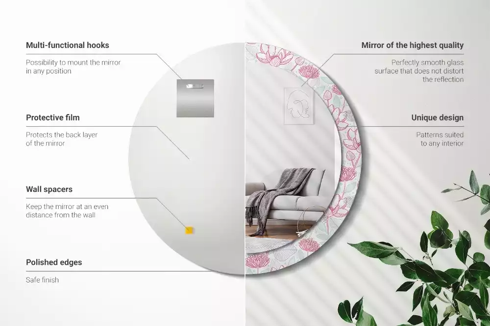 Kerek dísztükör Virágok