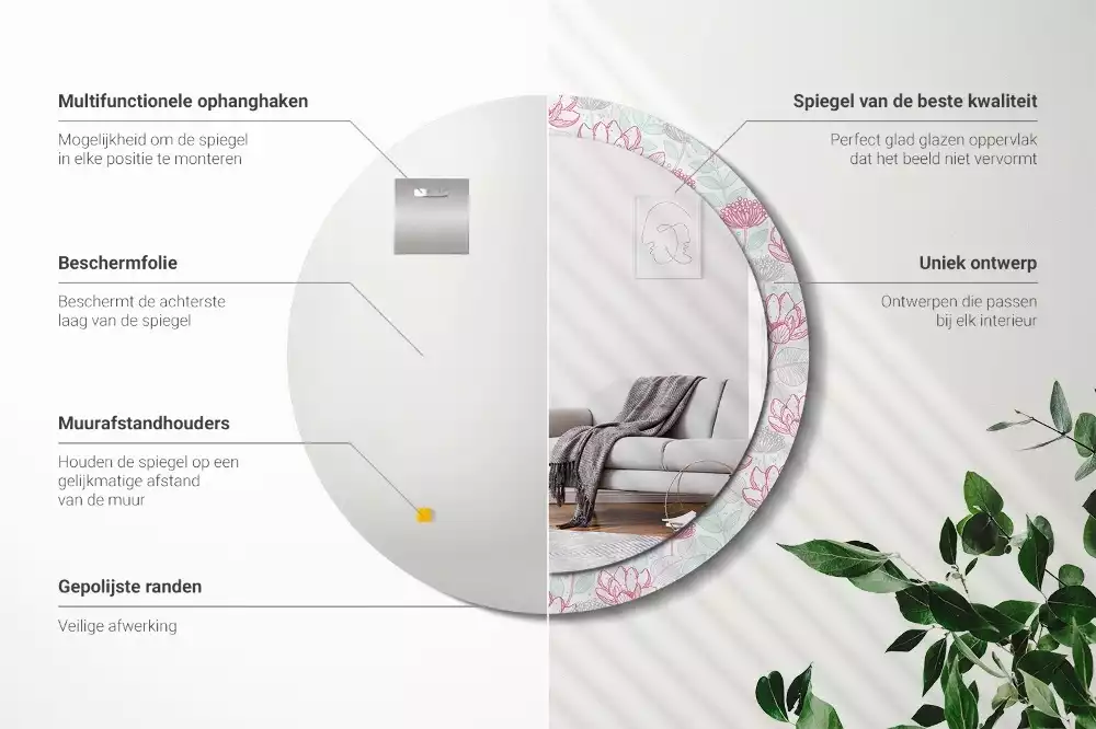 Kerek dísztükör Virágok