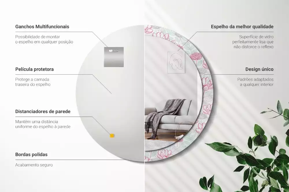 Kerek dísztükör Virágok