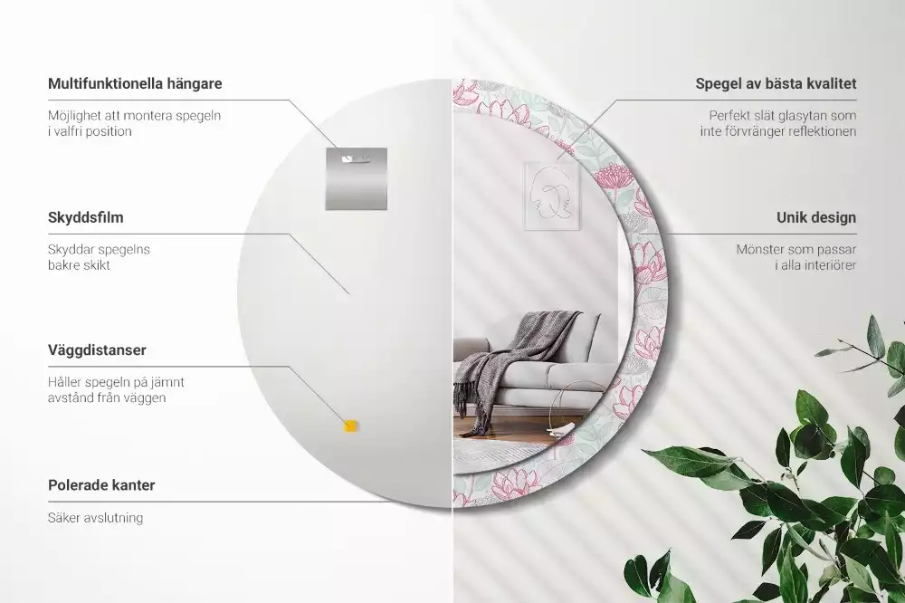 Kerek dísztükör Virágok