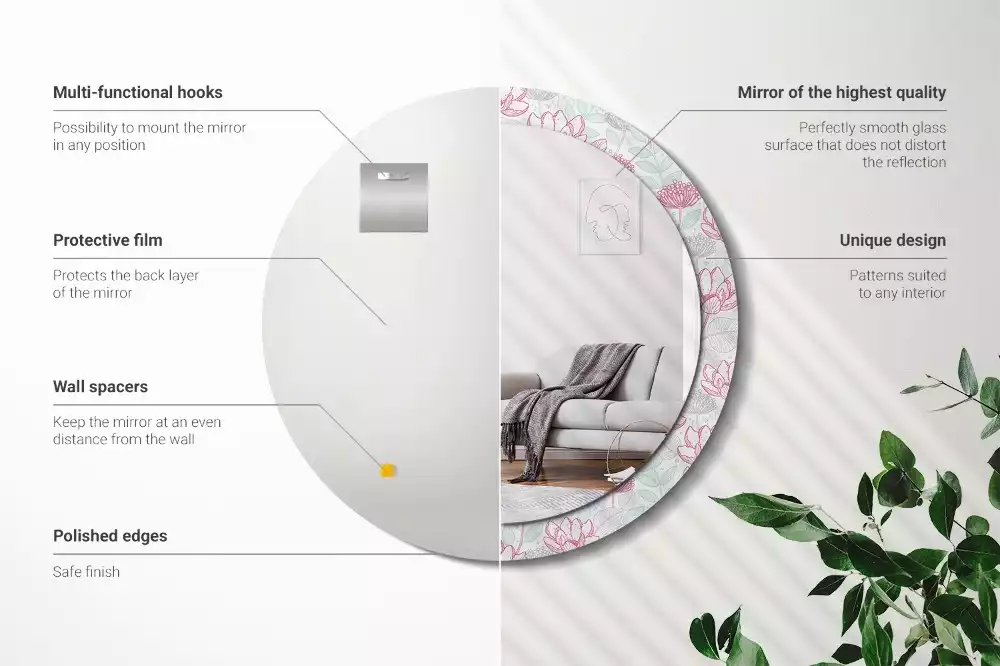 Kerek dísztükör Virágok