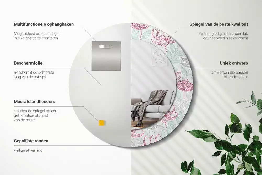 Kerek dísztükör Virágok