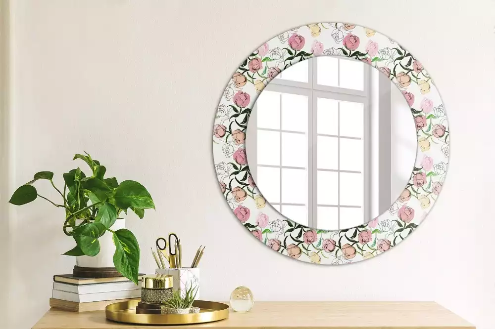 Kerek dísztükör Bazsarózsa bimbó