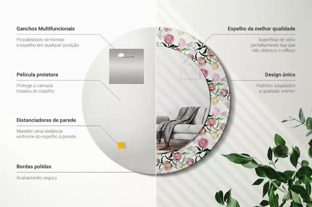 Kerek dísztükör Bazsarózsa bimbó