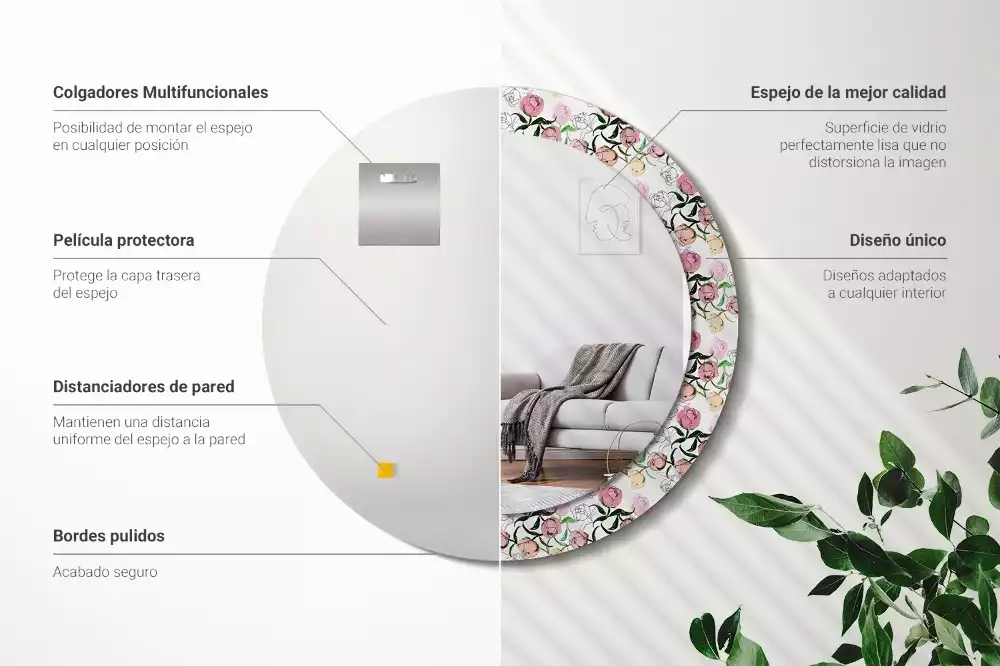 Kerek dísztükör Bazsarózsa bimbó