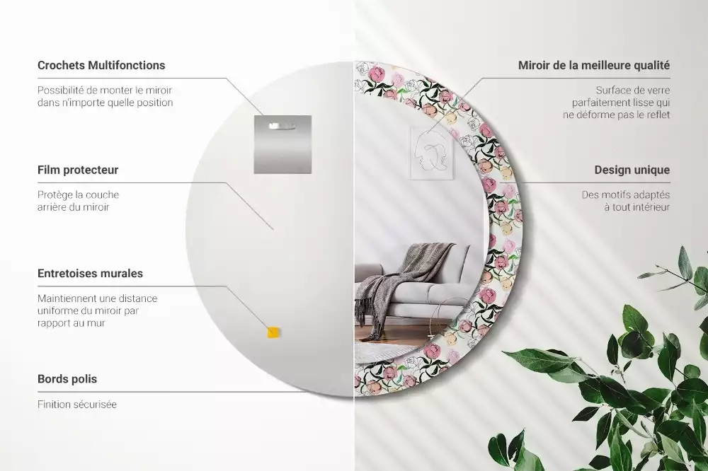 Kerek dísztükör Bazsarózsa bimbó