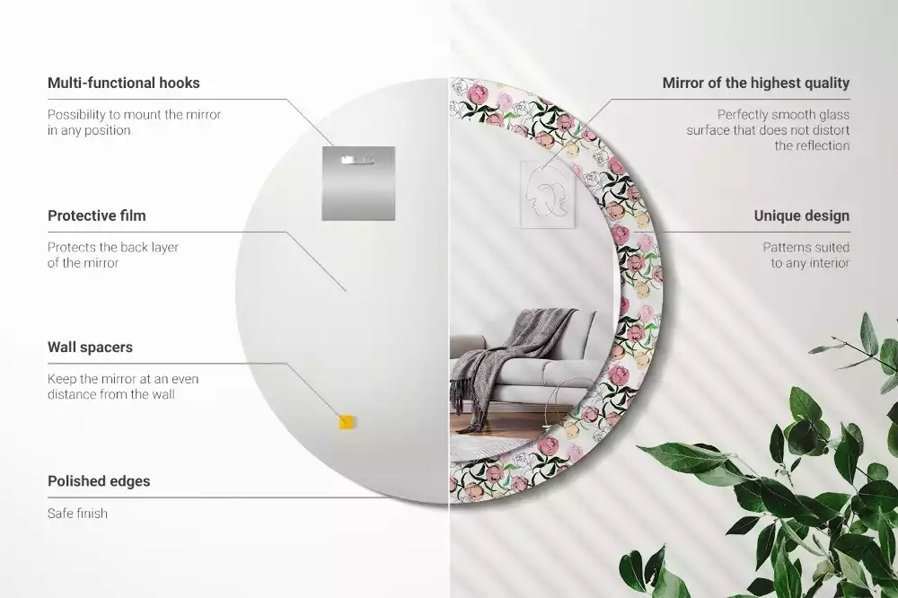 Kerek dísztükör Bazsarózsa bimbó