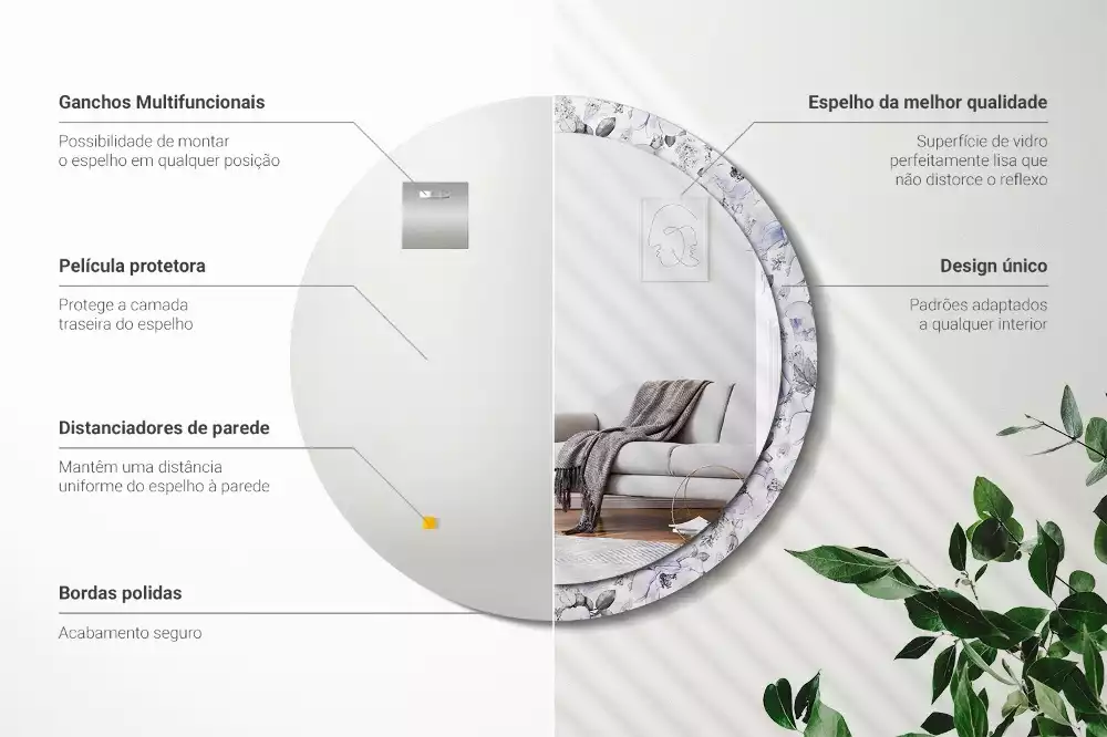 Kerek díszes tükör Kék rózsák