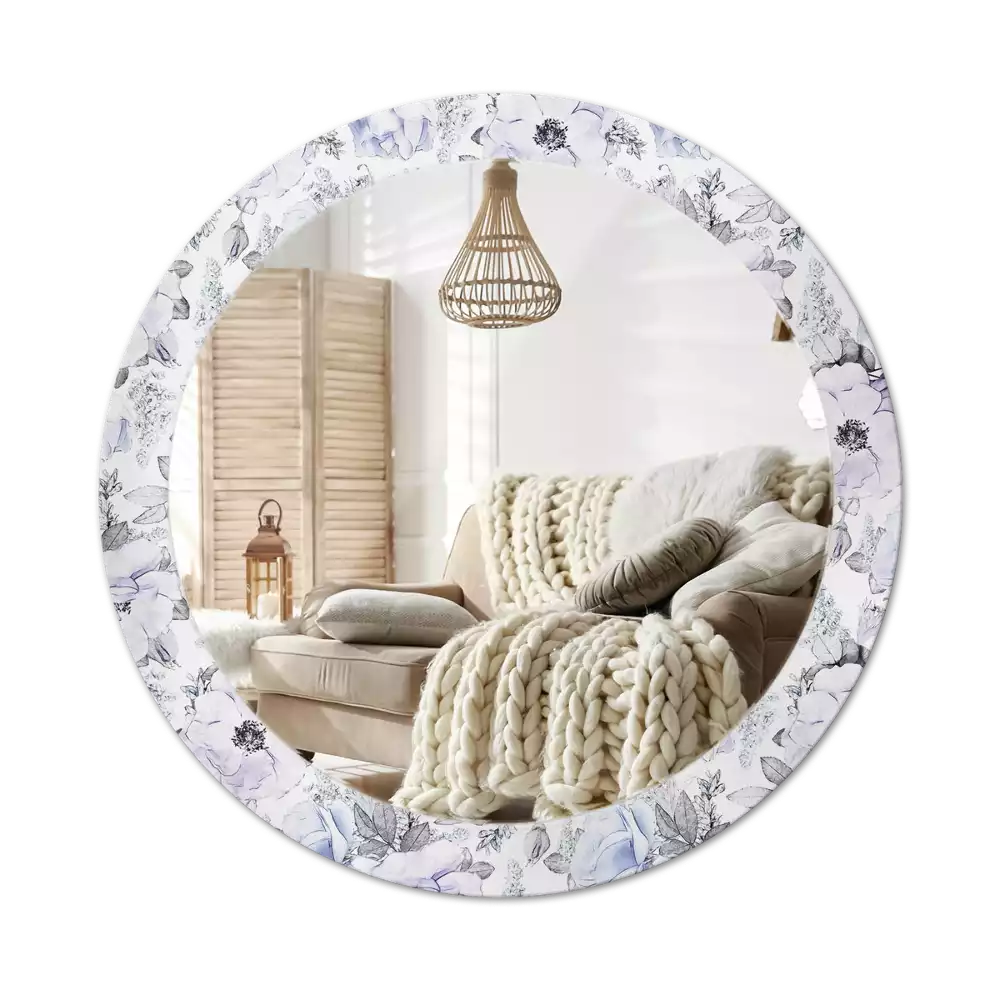 Kerek díszes tükör Kék rózsák