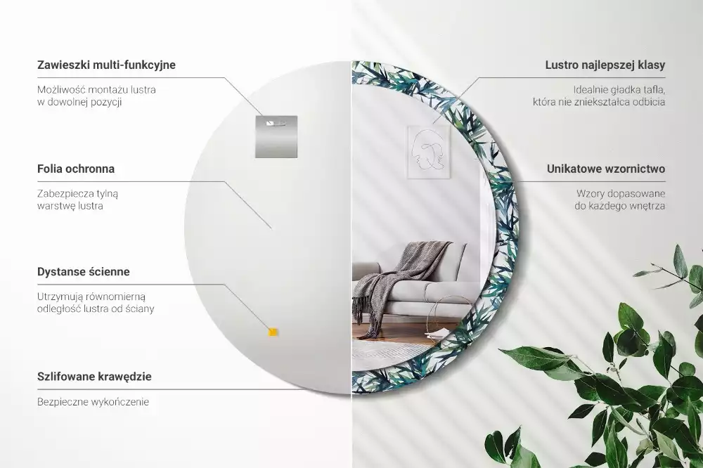 Kerek díszes tükör Kék pálmafák