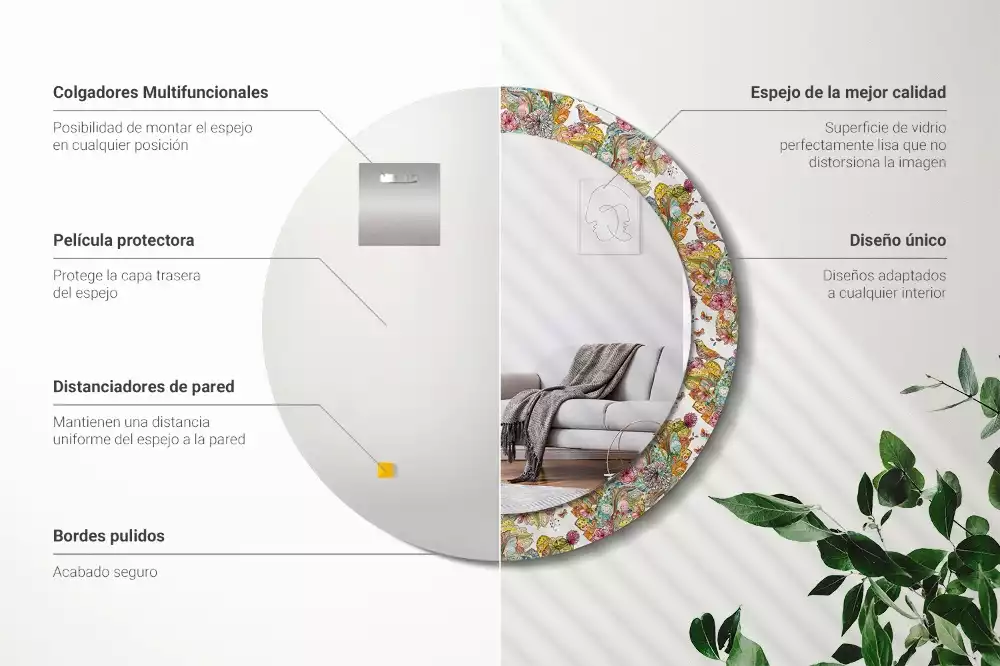 Kerek dísztükör Mesebeli virágok