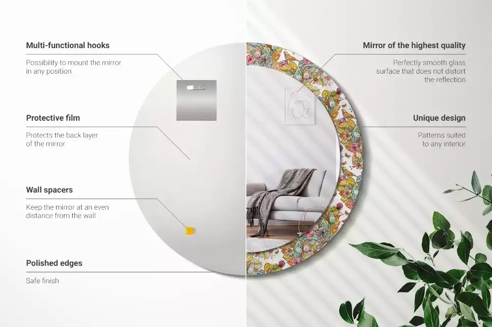 Kerek dísztükör Mesebeli virágok