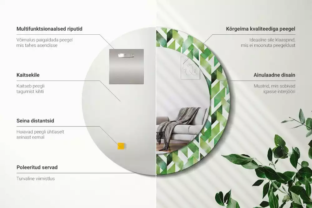 Kerek dísztükör halszálkás