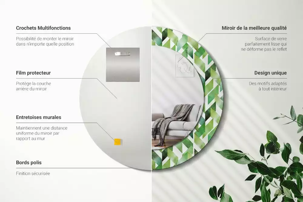 Kerek dísztükör halszálkás