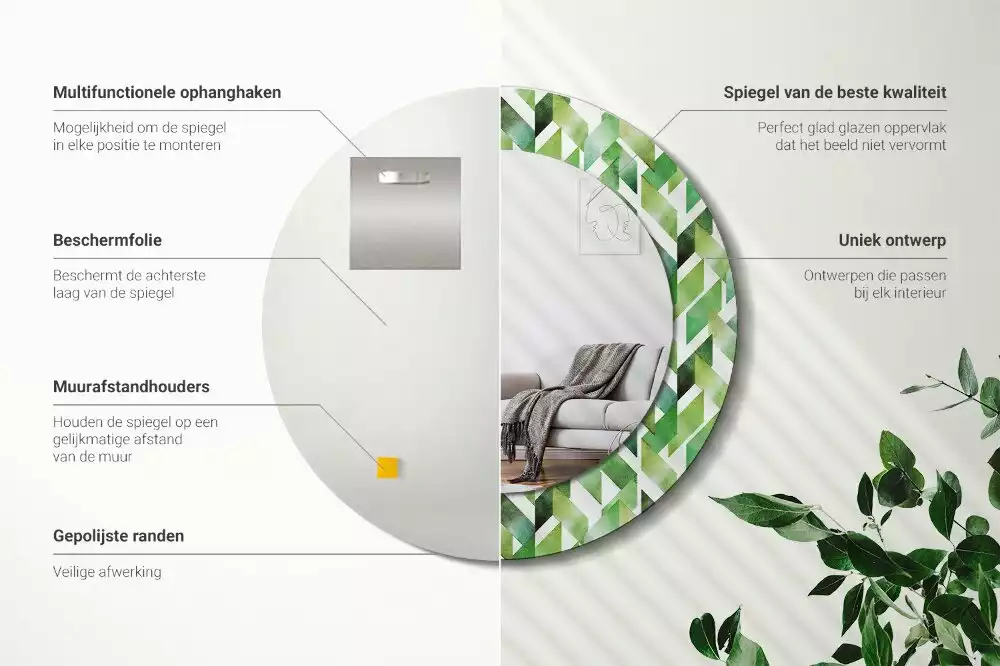 Kerek dísztükör halszálkás