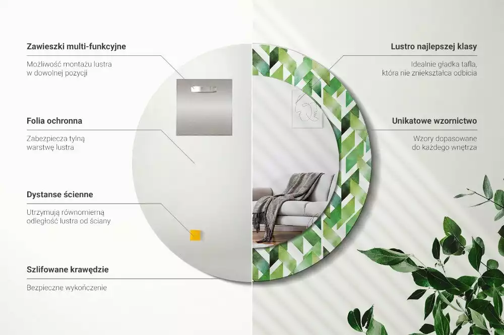 Kerek dísztükör halszálkás