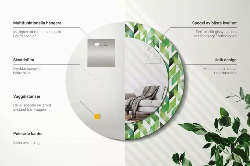 Kerek dísztükör halszálkás