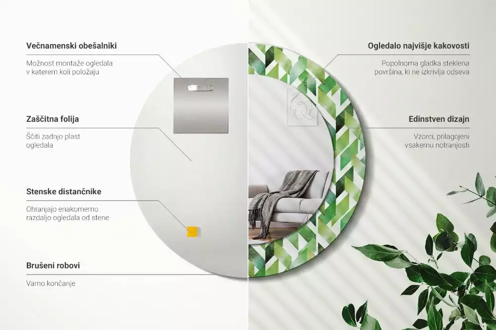 Kerek dísztükör halszálkás