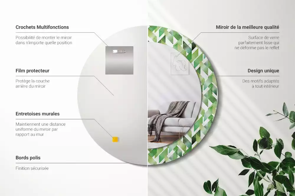 Kerek dísztükör halszálkás