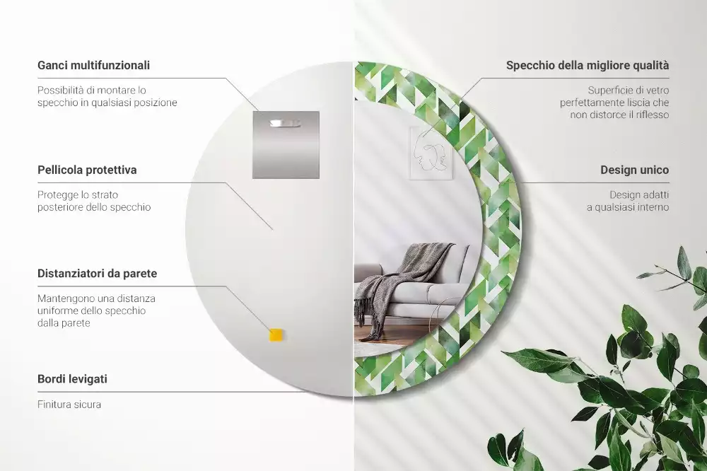 Kerek dísztükör halszálkás