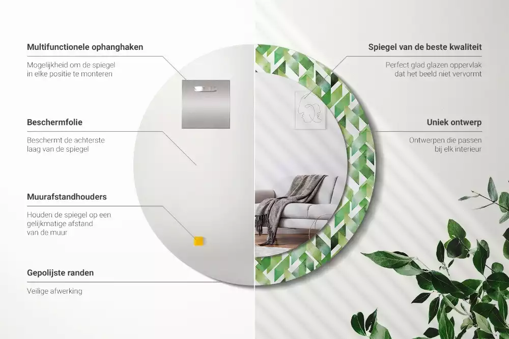 Kerek dísztükör halszálkás