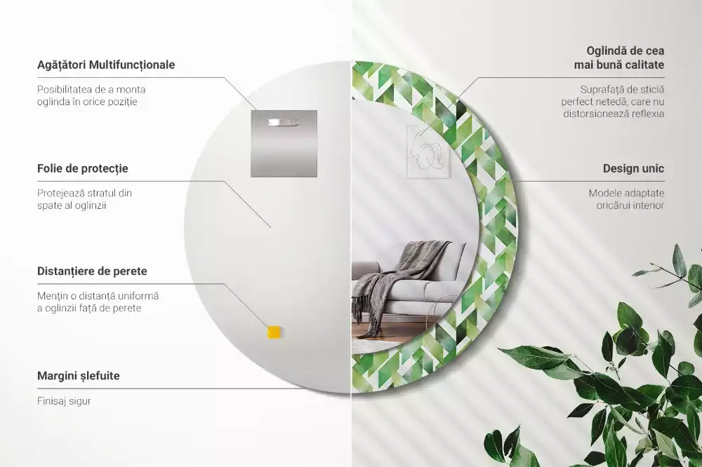 Kerek dísztükör halszálkás