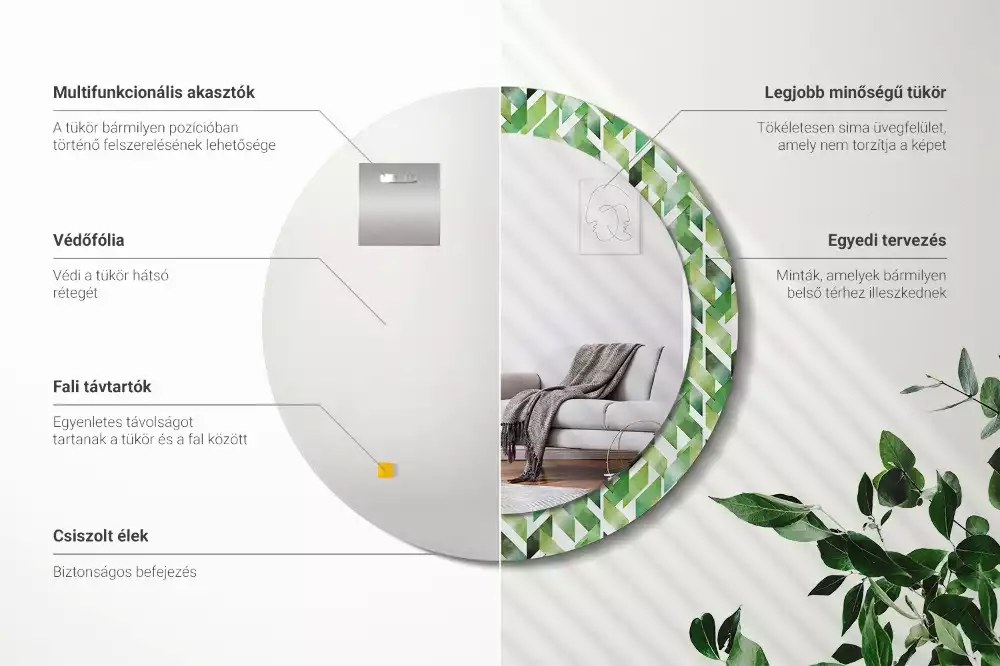 Kerek dísztükör halszálkás