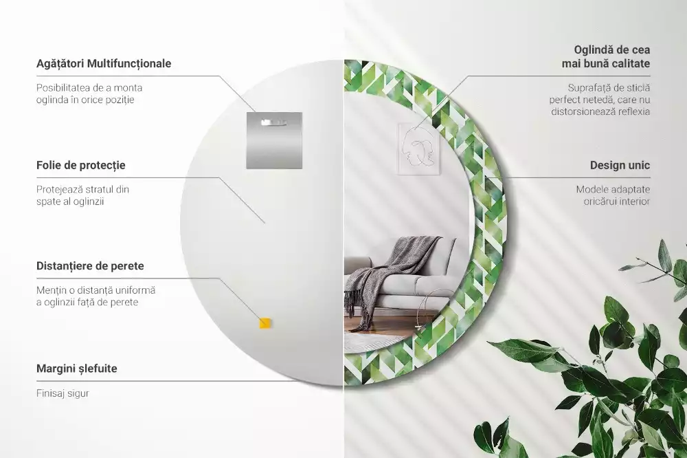 Kerek dísztükör halszálkás