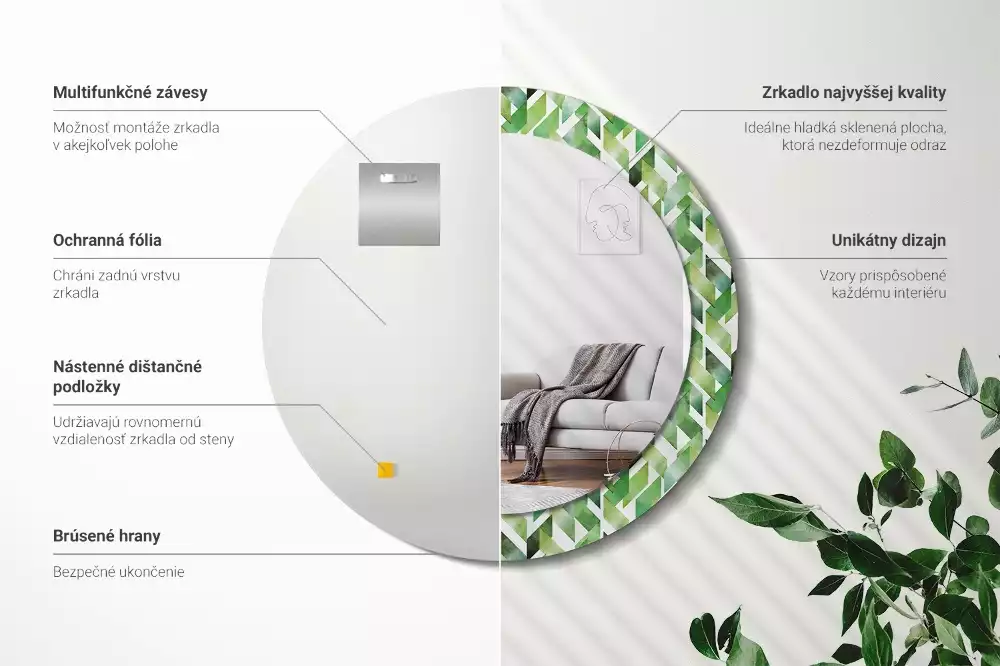 Kerek dísztükör halszálkás