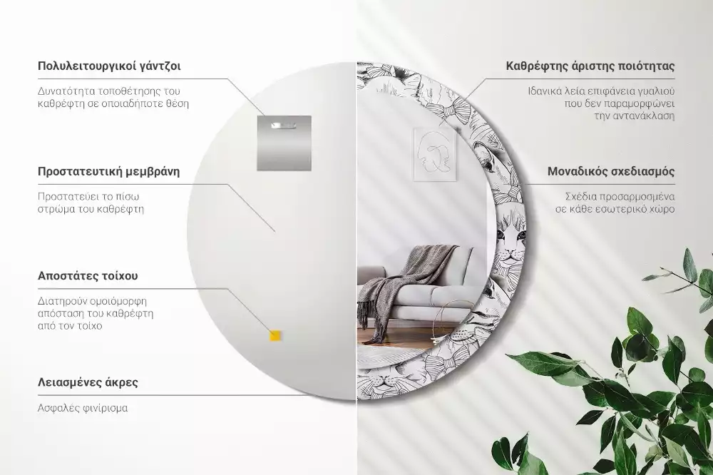 Kerek dísztükör Macskák