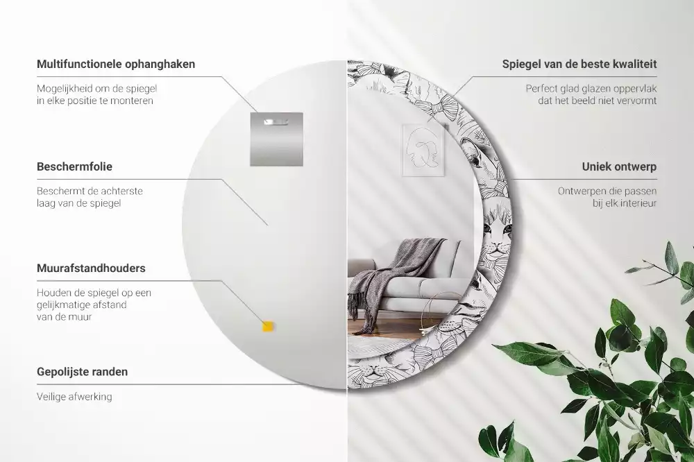 Kerek dísztükör Macskák