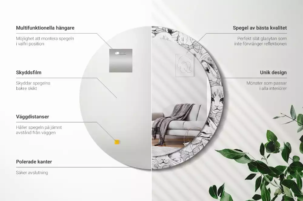 Kerek dísztükör Macskák