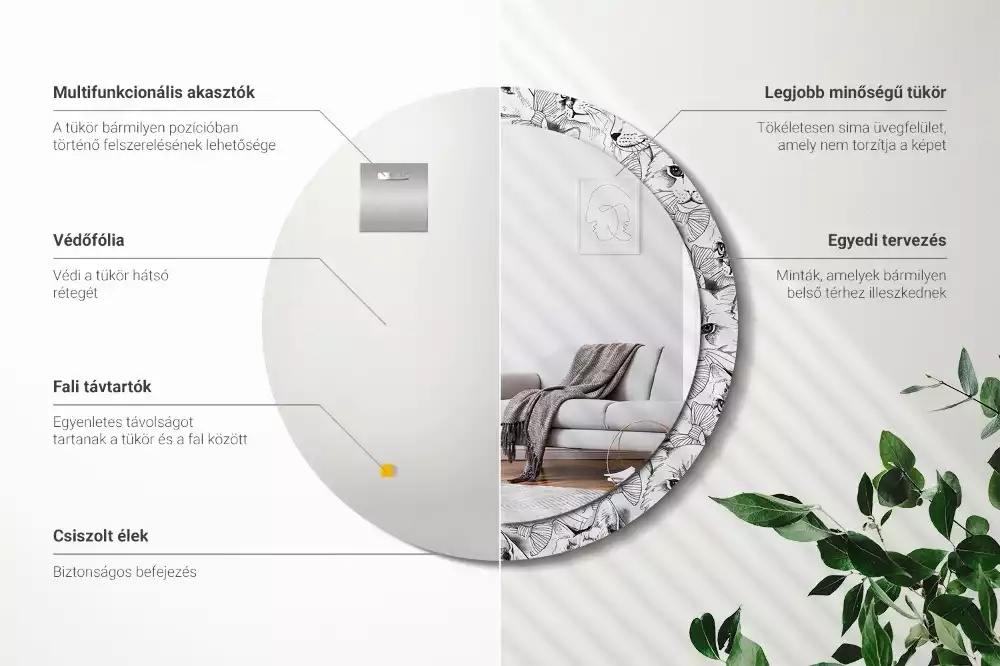 Kerek dísztükör Macskák