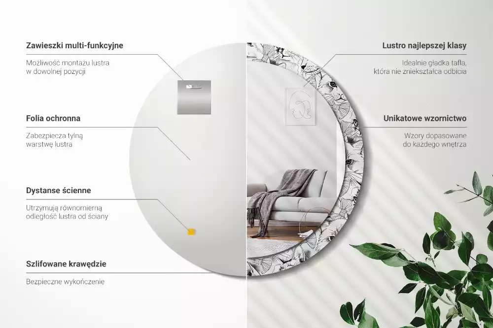 Kerek dísztükör Macskák