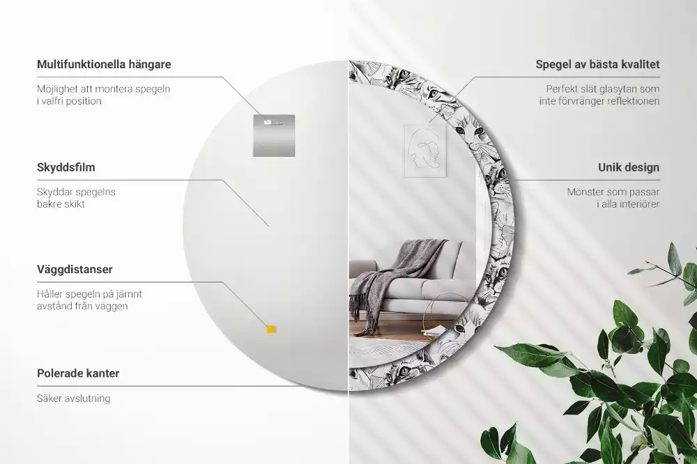 Kerek dísztükör Macskák