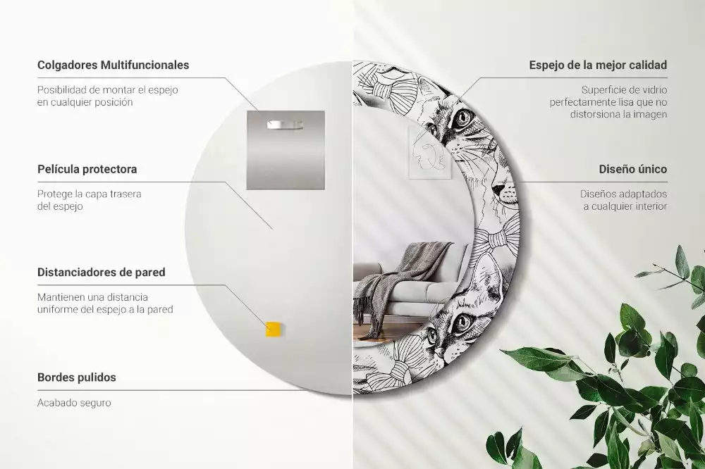 Kerek dísztükör Macskák