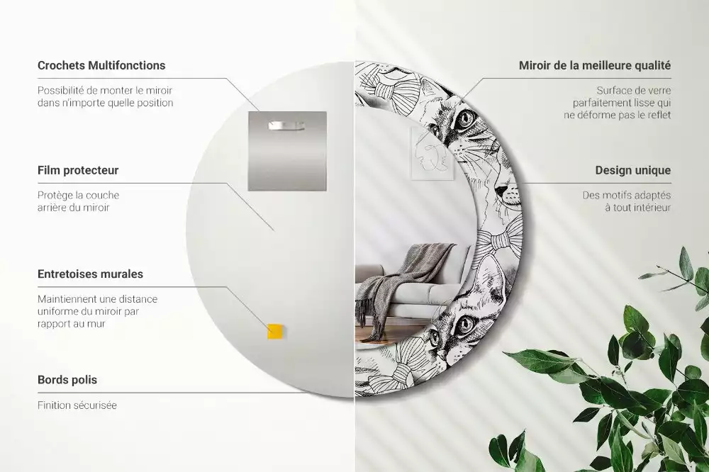 Kerek dísztükör Macskák