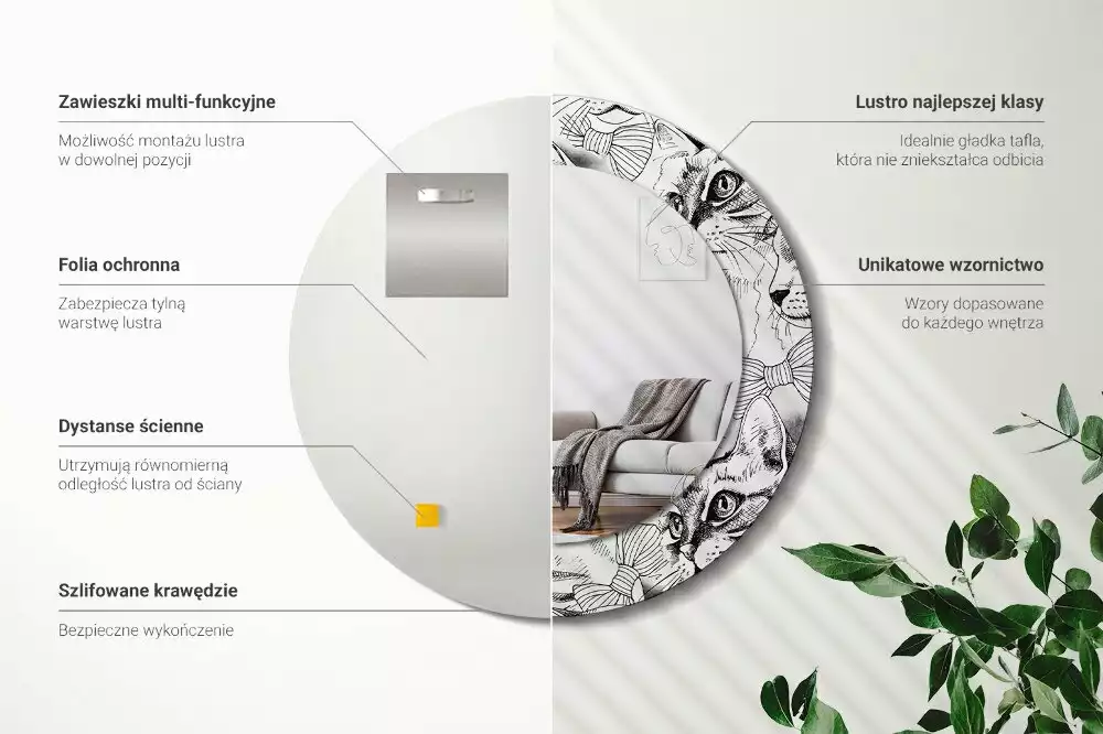 Kerek dísztükör Macskák