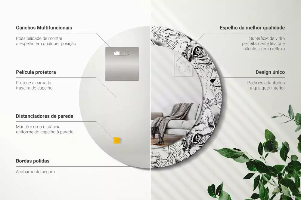 Kerek dísztükör Macskák