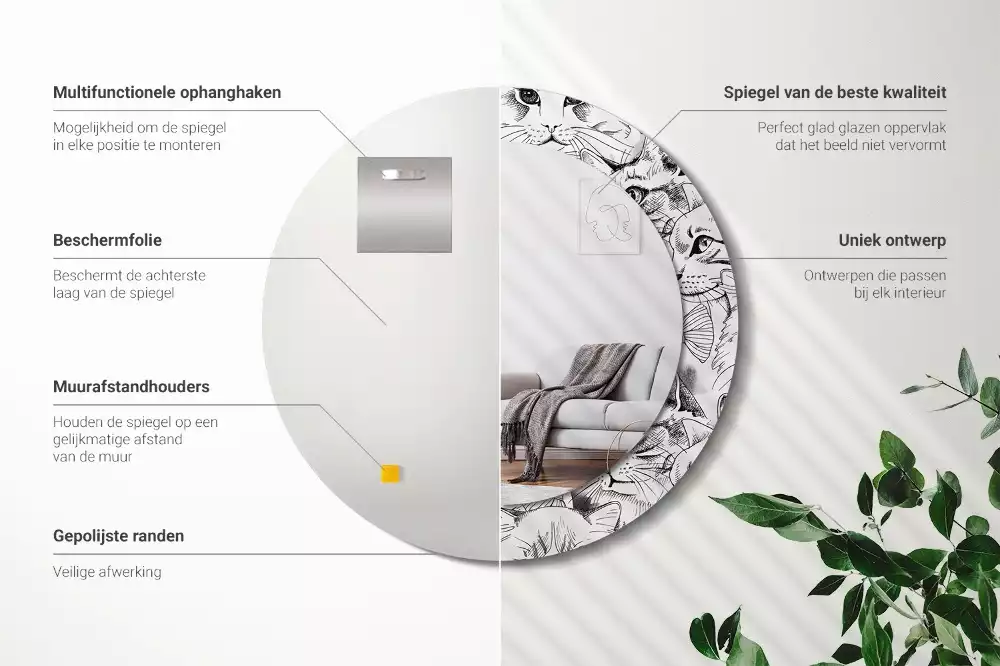 Kerek dísztükör Macskák