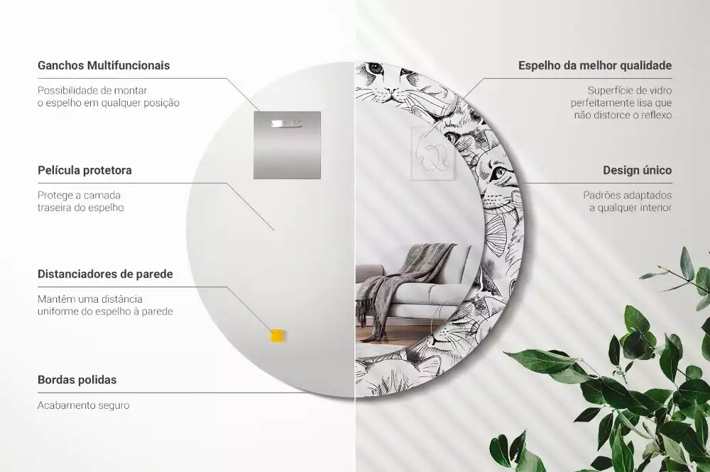 Kerek dísztükör Macskák