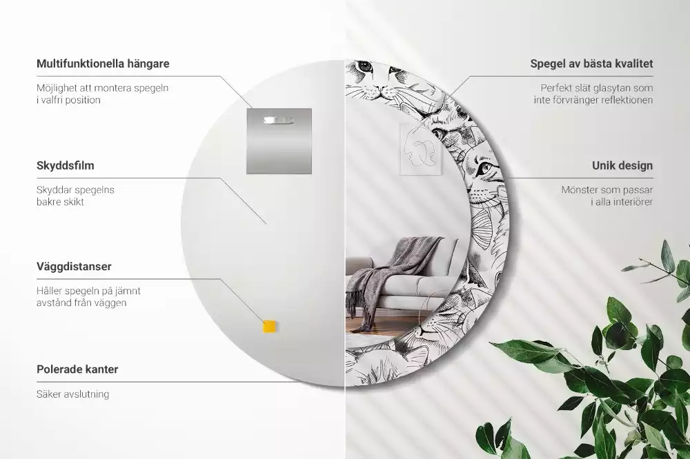 Kerek dísztükör Macskák